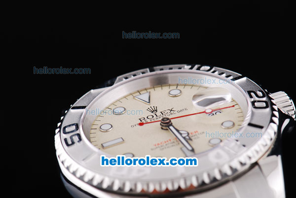 Rolex Yacht-Master Oyster Perpetual Chronometer Automatic with Beige Dial,White Bezel and White Round Bearl Marking-Small Calendar - Click Image to Close